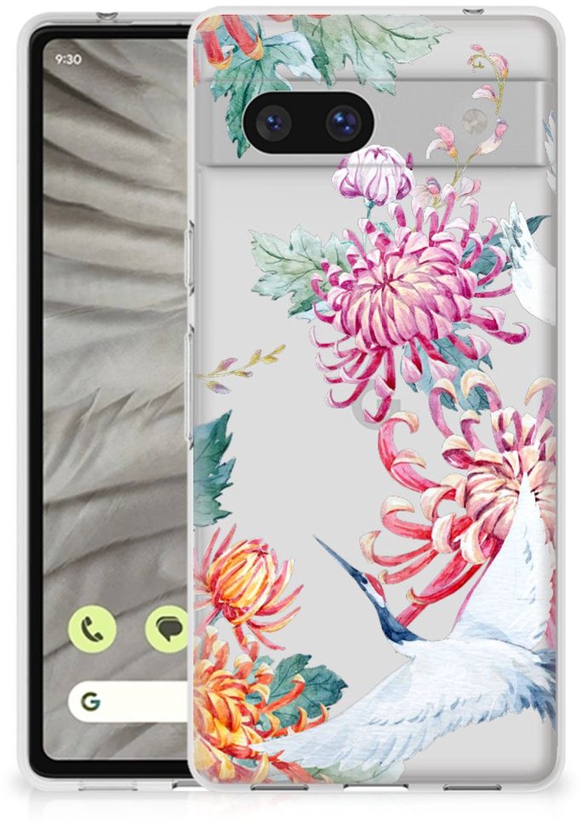 Google Pixel 7A TPU Hoesje Bird Flowers