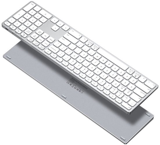 Universeel bluetooth draadloos toetsenbord wit, stil, ergonomisch, spatwaterdicht, 3 apparaten, lang batterĳduur, QWERTY