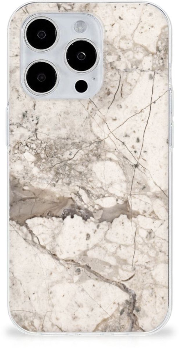 iPhone 15 Pro TPU Siliconen Hoesje Marmer Beige