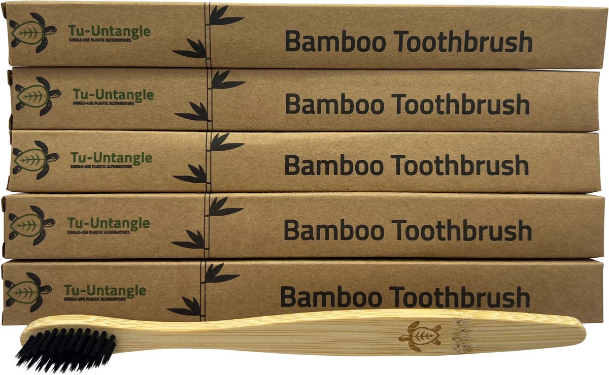Tu-Untangle Bamboe Tandenborstels – Set van 5 – Duurzaam – Zachte Haren – Reisset