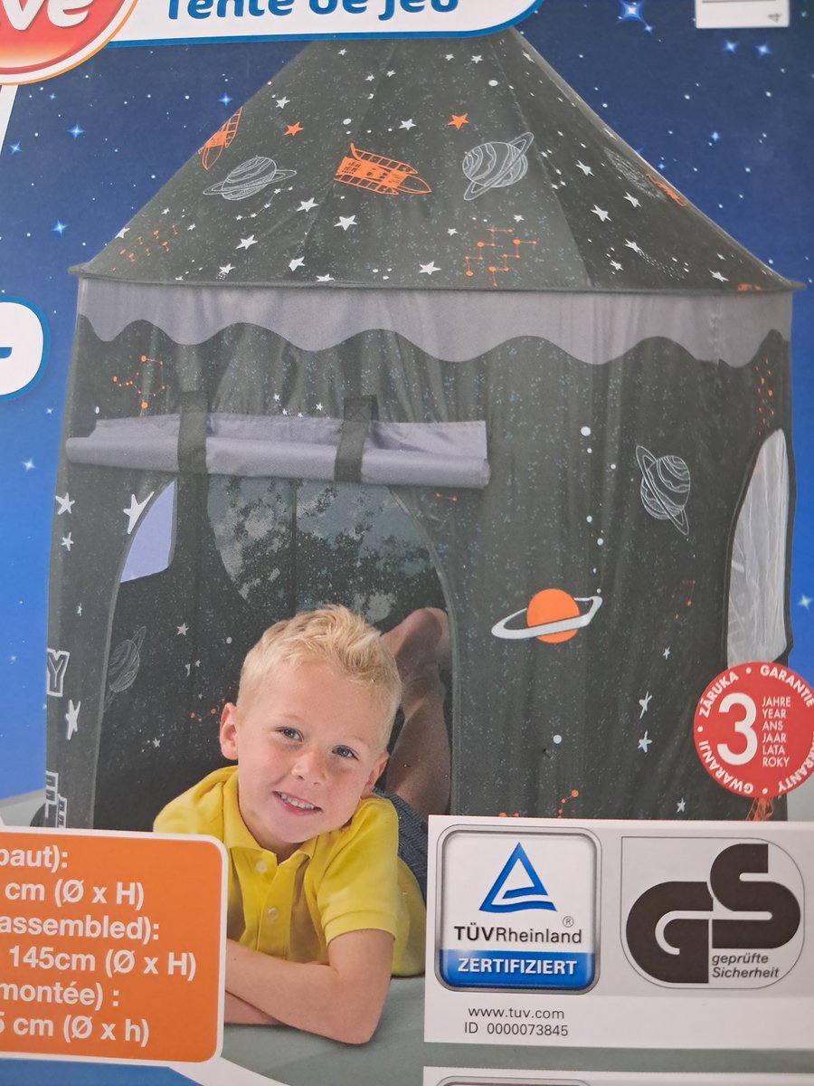 Playtive Speeltent - 100 x 145 cm - Astronaut - Duurzaam polyesterstof - Incl opbergtas