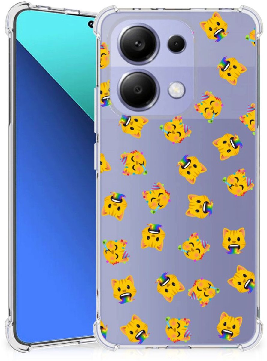 Doorzichtige Silicone Hoesje voor Xiaomi Redmi Note 13 4G Katten Emojis