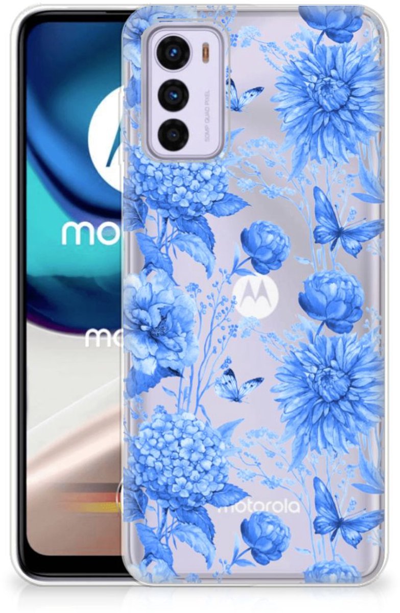 TPU Case voor Motorola Moto G42 Flowers Blue