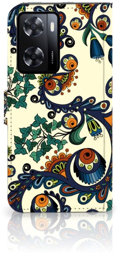 Coque avec pour PPO A57 | A57s | A77 4G Portefeuille Baroque Fleur