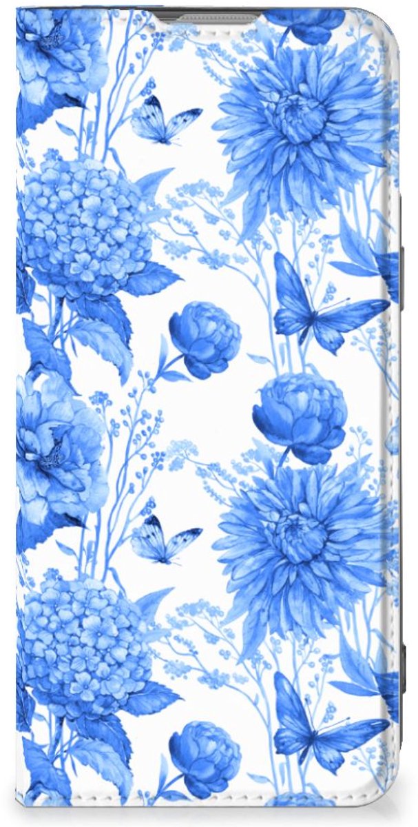 Standcase Hoesje voor Smart Cover voor OnePlus Nord 2T Flowers Blue