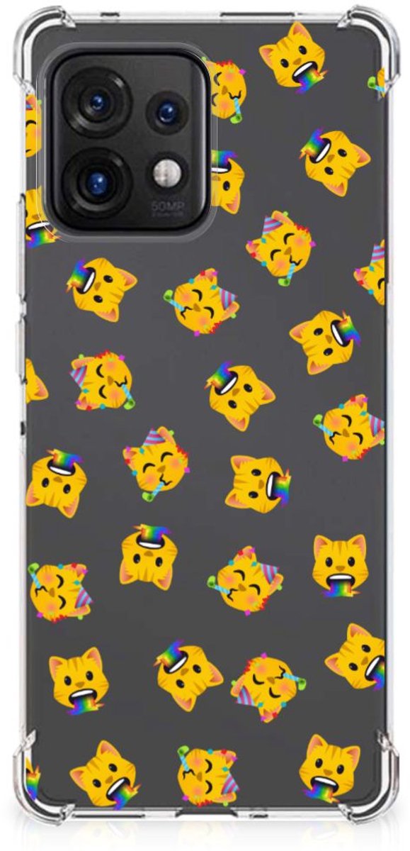 Doorzichtige Silicone Hoesje voor Motorola Edge 40 Pro Katten Emojis