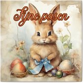 Carte de vœux carrée de Luxe Joyeuses Pasen - Carte de Pâques - 13,5 x 13,5 cm - carte pliée avec enveloppe colorée