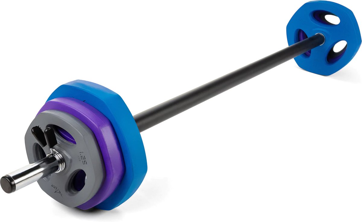 Gymtek® Body Pump Halterset 20 kg, Verstelbare Halterstang - Gewichten: 2x 1,25 kg, 2x 2,5 kg, 2x 5 kg - Training, Home Gym, Krachttraining