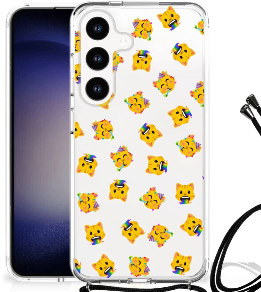 Doorzichtige Silicone Hoesje voor Samsung Galaxy S24 Katten Emojis