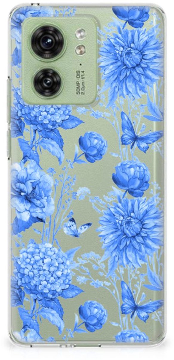 TPU Case voor Motorola Edge 40 Flowers Blue