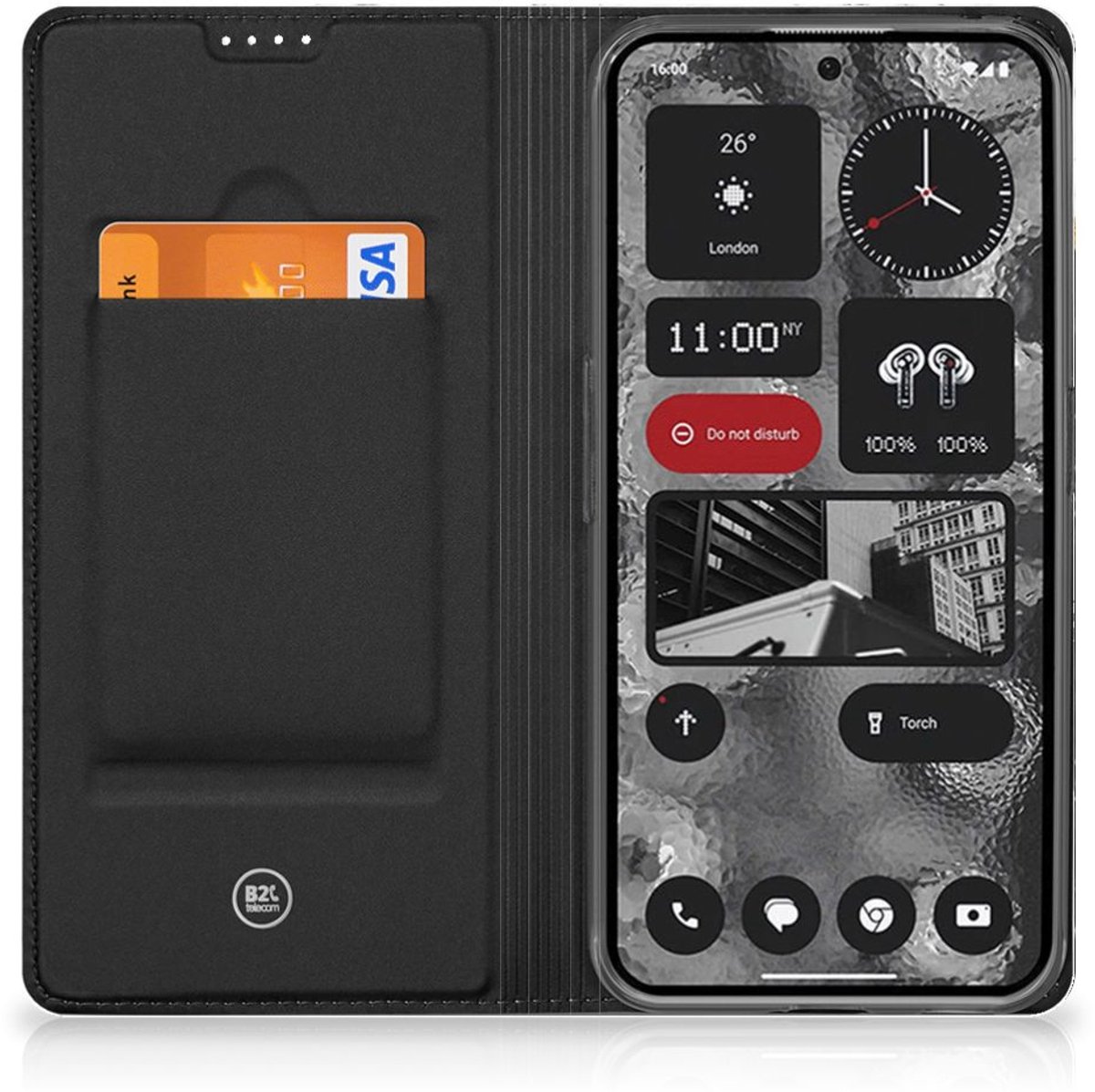 Nothing Phone (2) Standcase Marmer Wit Zwart - Origineel Cadeau Man