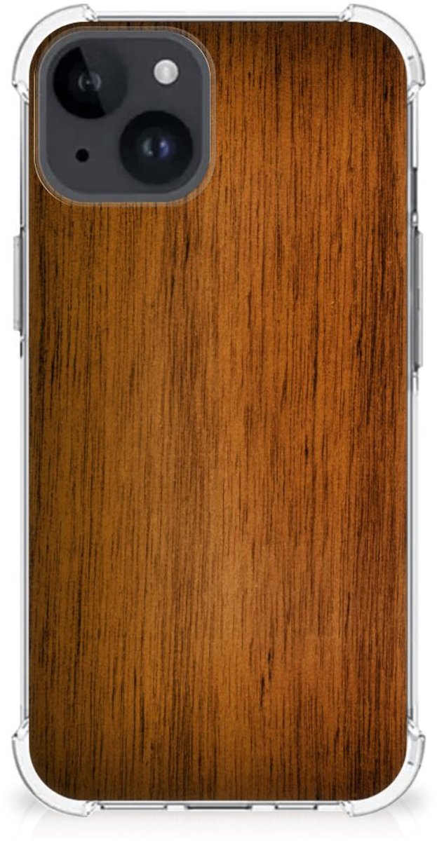 iPhone 15 Stevig Telefoonhoesje Donker Hout