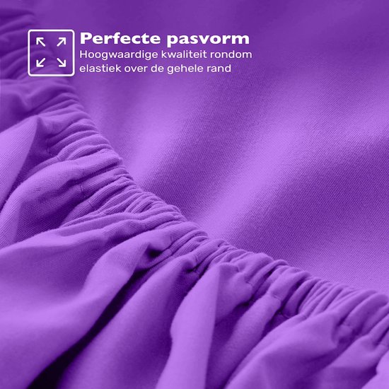 Hoeslaken 120x200 Katoen - Jersey - Autres Coloris - Infroissable - Longue Durée de Vie - Violet