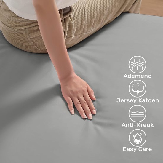 Hoeslaken 200x200 / 220 Katoen - Jersey - Plus de couleurs - Sans repassage - Longue durée de vie - Grijs