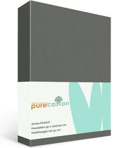 Pure'Cotton Hoeslaken 90x200 - tot 30 cm Hoekhoogte - 100% Katoen Jersey - Meer Kleuren - Strijkvrij - Lange Levensduur - Antraciet