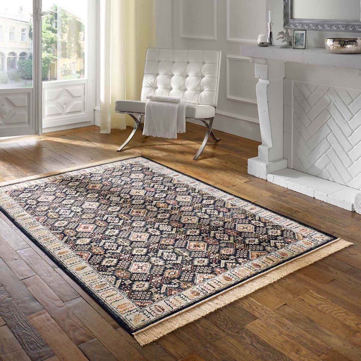Tapeso Oosters tapijt - Regal Leander donkerblauw 67x105