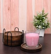Goodsdeco Walnoot Onderzetter - 4 stuks donkerhouten onderzetters set, onderzetters voor houten tafel thee koffie bier, decoratief voor keuken (bloem-4 stuks