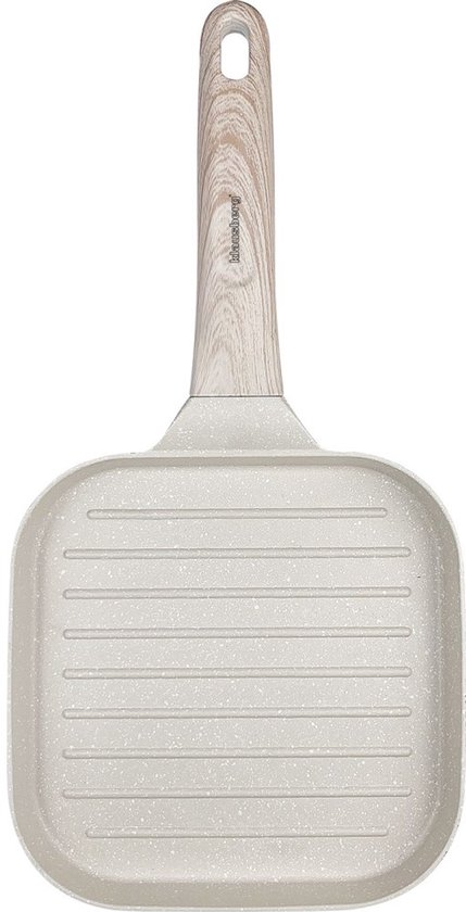 Klausberg 7812 - Grillpan - 36 x 18 cm - beige - met houten handvat