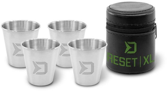 Foto: Delphin reset rvs shot glaasjes set 70ml met tasje