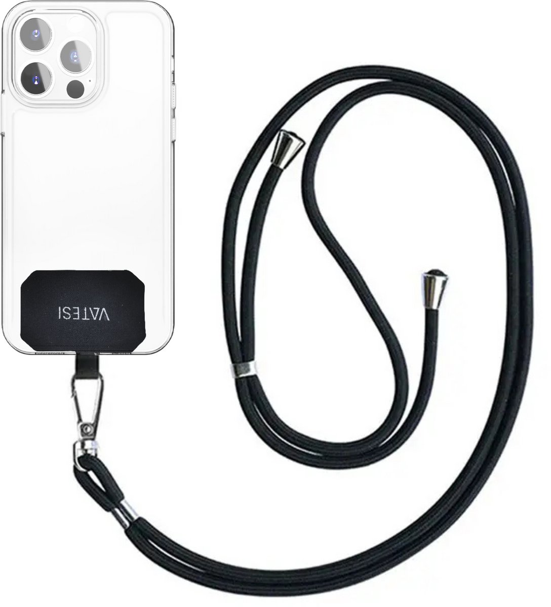 Telefoonkoord Universeel - Telefoonketting - Telefoonkoord Verstelbaar - 150 CM - Zwart
