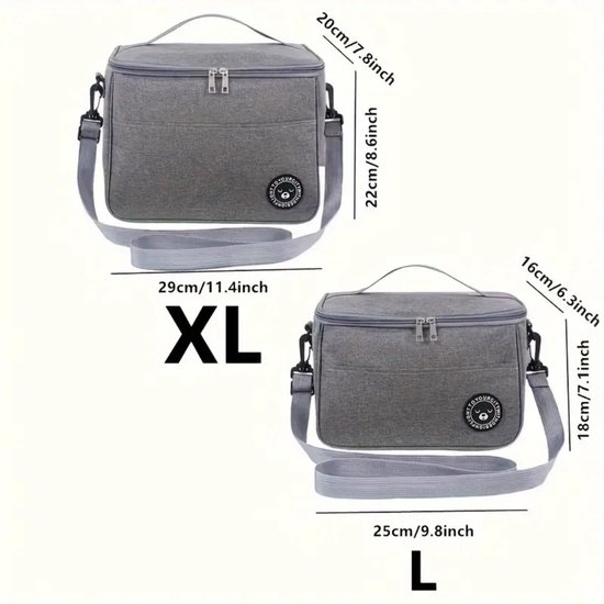 Sac isotherme Nivard - Glacière - Éléments de refroidissement - Glacière - Voiture - Sac à lunch - Plage - Grijs L