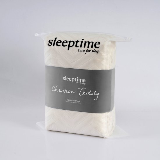 Housse de couette Sleeptime Teddy Chevron - Twin - 140X200/220 + 1 x taie d'oreiller 60x70 - Crème