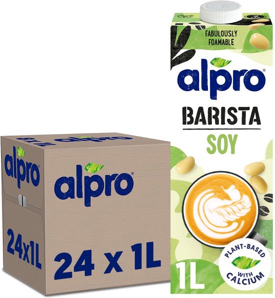 Alpro Barista Soja - Lait Végétal Soja - Spéciale Café - Sans Lactose - 24 x 1L