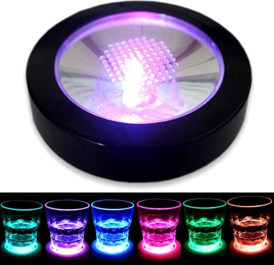 KEEDA Led-onderzetter voor drankjes, oplaadbare oplichtende acryl onderzetter voor bar, cocktail, bier, drank, flesbeker, lichtgevende mat voor feest, bruiloft, bar club (wit rond