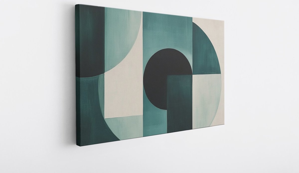 Saammp Canvas Schilderij - blauw cirkelvormig - Abstract - 30x20 - Foto op canvas - Wanddecoratie - Muurdecoratie Woonkamer - Slaapkamer decoratie - Canvas Print Multicolor
