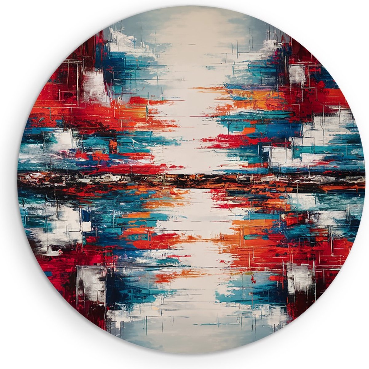 Saammp Muurcirkel Hout - Spiegel kleuren - Abstract - Ø 40 - Wandcirkel - Wanddecoratie Cirkel - Muurdecoratie Woonkamer - Slaapkamer decoratie - Rond Schilderij