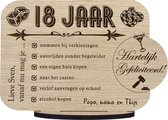 18 JAAR - houten wenskaart - kaart van hout - verjaardagskaart - gefeliciteerd - volwassen - gepersonaliseerd met naam - 17.5 x 25 cm
