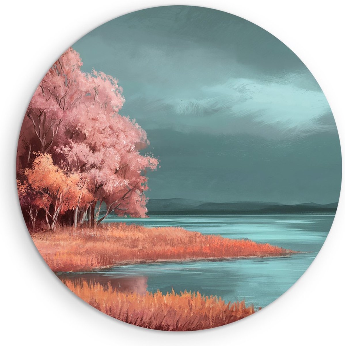 Saammp Forex Muurcirkel - Abstract kunstwerk - botanisch - Landschap - Natuur - Ø 80 - Wandcirkel - Wanddecoratie Cirkel - Muurdecoratie Woonkamer - Slaapkamer decoratie - Rond Schilderij