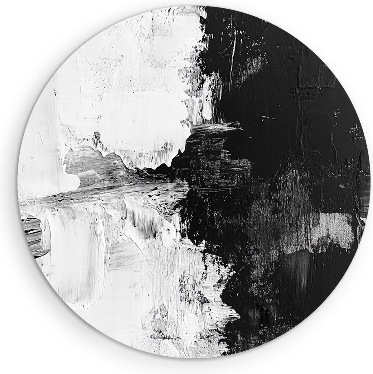 Saammp Muurcirkel Hout - Zwart Wit - Abstract - Ø 60 - Wandcirkel - Wanddecoratie Cirkel - Muurdecoratie Woonkamer - Slaapkamer decoratie - Rond Schilderij
