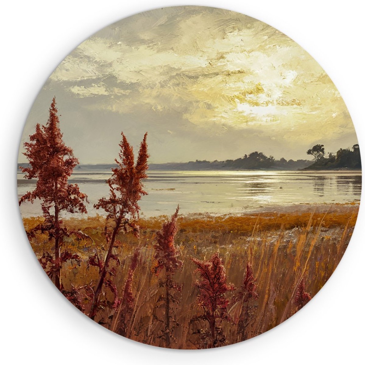Saammp Muurcirkel Hout - Abstract - botanisch - Landschap - Natuur - Ø 90 - Wandcirkel - Wanddecoratie Cirkel - Muurdecoratie Woonkamer - Slaapkamer decoratie - Rond Schilderij