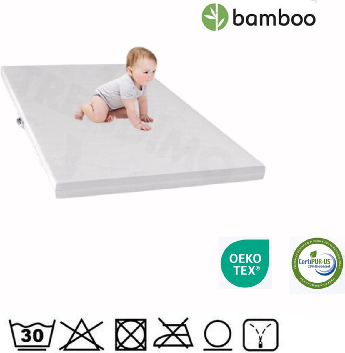 Matras Hr Koudschuim 60x120 cm Koudschuim - circa 14 cm dik - Afneembare tijk wasbaar - Anti Bacterieel