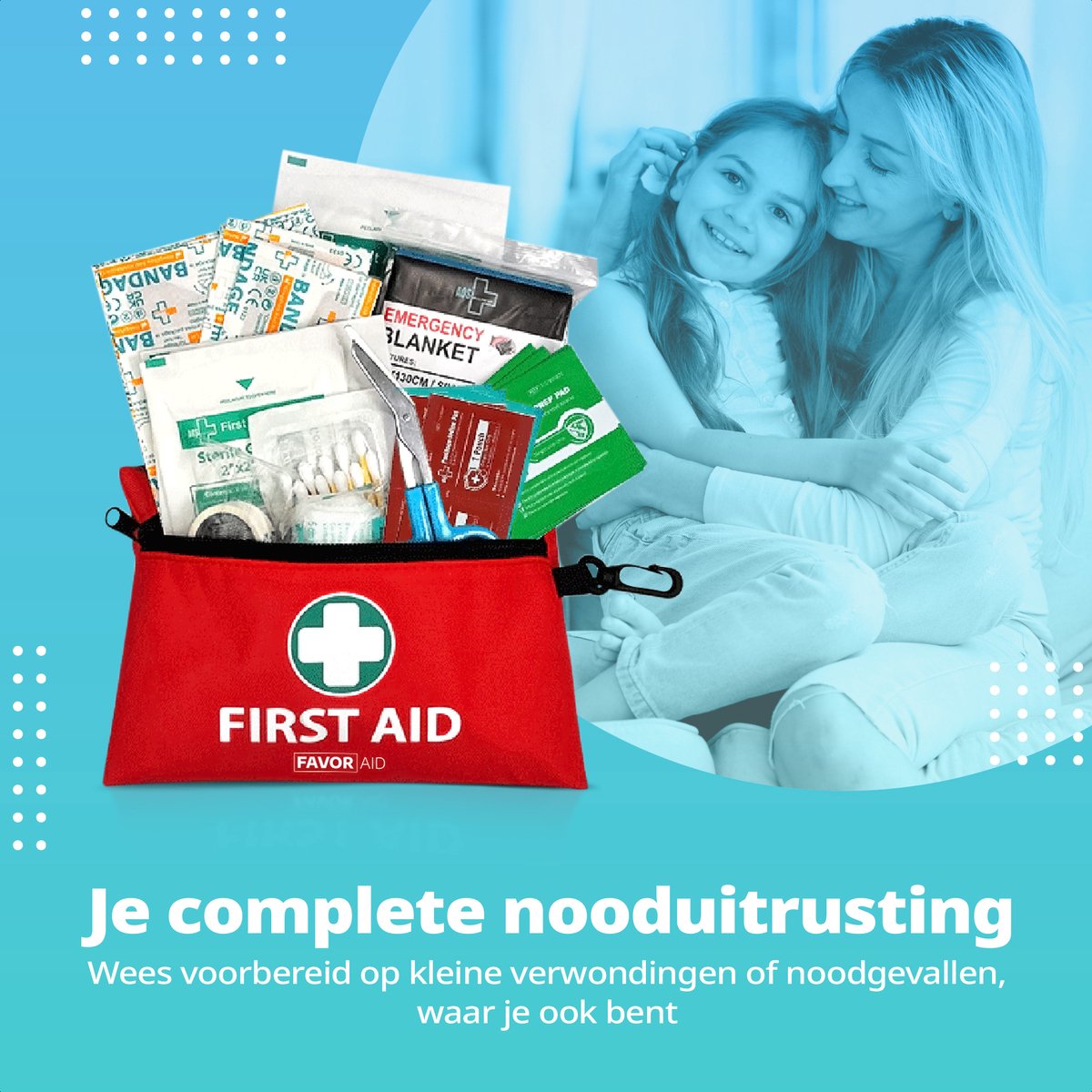 FavorAid 110-delige EHBO kit - ehbo koffer - verbanddoos - verband - noodpakket - ehbo voor Thuis, Auto en Reis - First aid kit met pleisters - verbandtrommel – foto 4