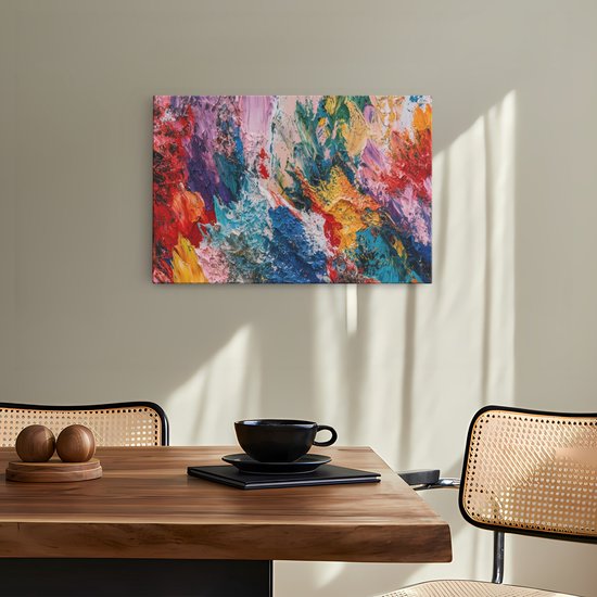 Saammp Canvas Schilderij - Explosie van kleuren - Abstract - 120x80 - Foto op canvas - Wanddecoratie - Muurdecoratie Woonkamer - Slaapkamer decoratie - Canvas Print