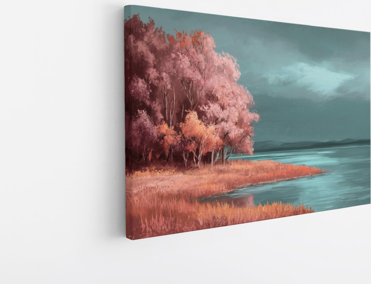 Saammp Canvas Schilderij - Abstract kunstwerk - botanisch - Landschap - Natuur - 100x75 - Foto op canvas - Wanddecoratie - Muurdecoratie Woonkamer - Slaapkamer decoratie - Canvas Print Multicolor