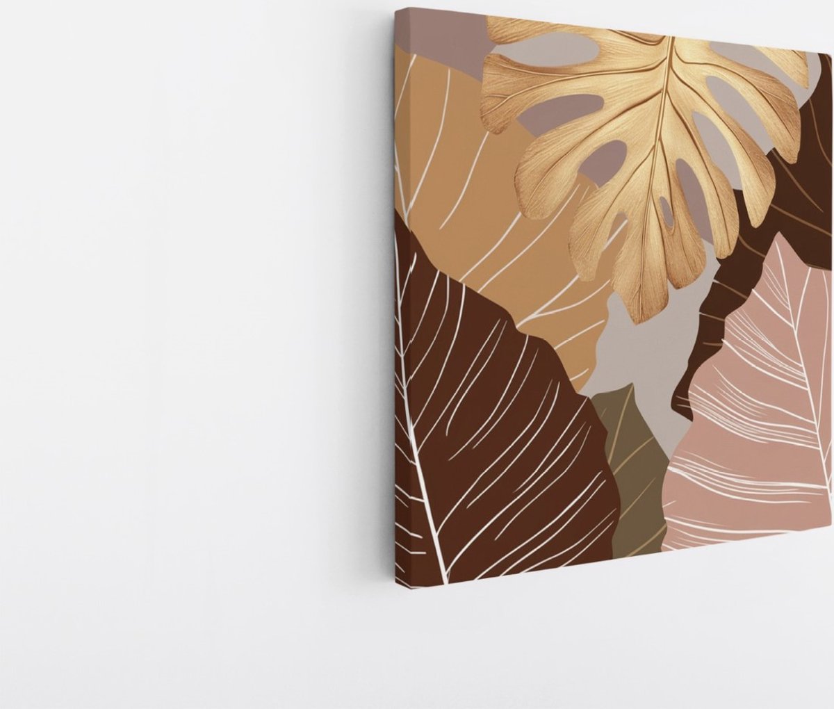Saammp Canvas Schilderij - Gekleurde bladeren - Goud - Landschap - Natuur - 20x20 - Foto op canvas - Wanddecoratie - Muurdecoratie Woonkamer - Slaapkamer decoratie - Canvas Print Multicolor