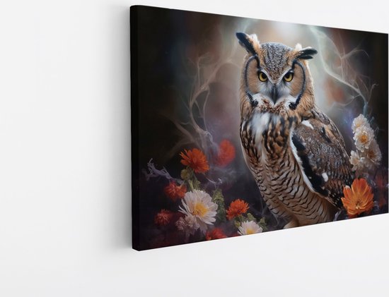 Saammp Canvas Schilderij - Uil - Abstract - Dieren - 120x80 - Foto op canvas - Wanddecoratie - muurdecoratie Woonkamer - Slaapkamer decoratie - Canvas Print