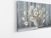 Tableau sur toile Saammp - Fleurs Witte dans un vase - Nature - Abstrait - 30x20 - Photo sur toile - Décoration murale - Décoration murale salon - Décoration bureau