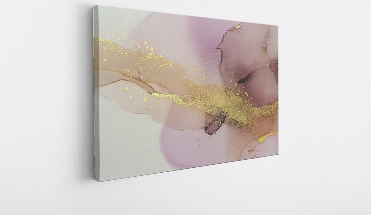 Saammp Canvas Schilderij - Marmer - Roze - Abstract kunstwerk - 70x50 - Foto op canvas - Wanddecoratie - Muurdecoratie Woonkamer - Slaapkamer decoratie - Canvas Print Multicolor