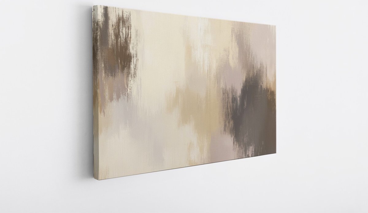 Saammp Canvas Schilderij - Beige penseelstreken - Abstract kunstwerk - 40x30 - Foto op canvas - Wanddecoratie - Muurdecoratie Woonkamer - Slaapkamer decoratie - Canvas Print Multicolor