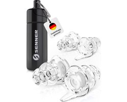 Senner ® MusicPro Oordoppen | Gehoorbescherming voor Concerten, Muziek, Disco, Festivals - Extra Zachte Oordopjes voor Volwassenen, Transparant - met Aluminium Houder - muziek oortjes - (Hoge zwarte Doos transparant Filter)