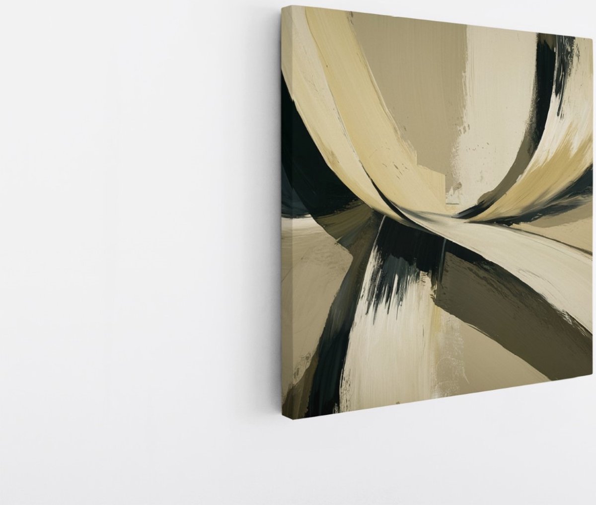 Saammp Canvas Schilderij - Strepen - Beige - Abstract - 30x30 - Foto op canvas - Wanddecoratie - Muurdecoratie Woonkamer - Slaapkamer decoratie - Canvas Print Multicolor