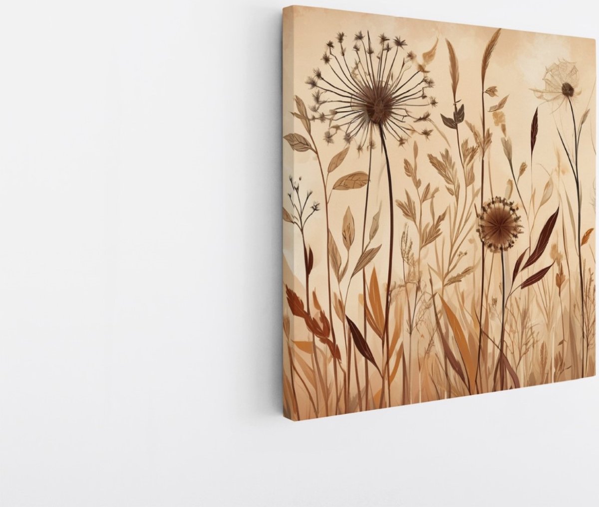 Saammp Canvas Schilderij - Vintage Bloemen - Natuur -Abstract - 30x30 - Foto op canvas - Wanddecoratie - Muurdecoratie Woonkamer - Kantoor Decoratie Multicolor
