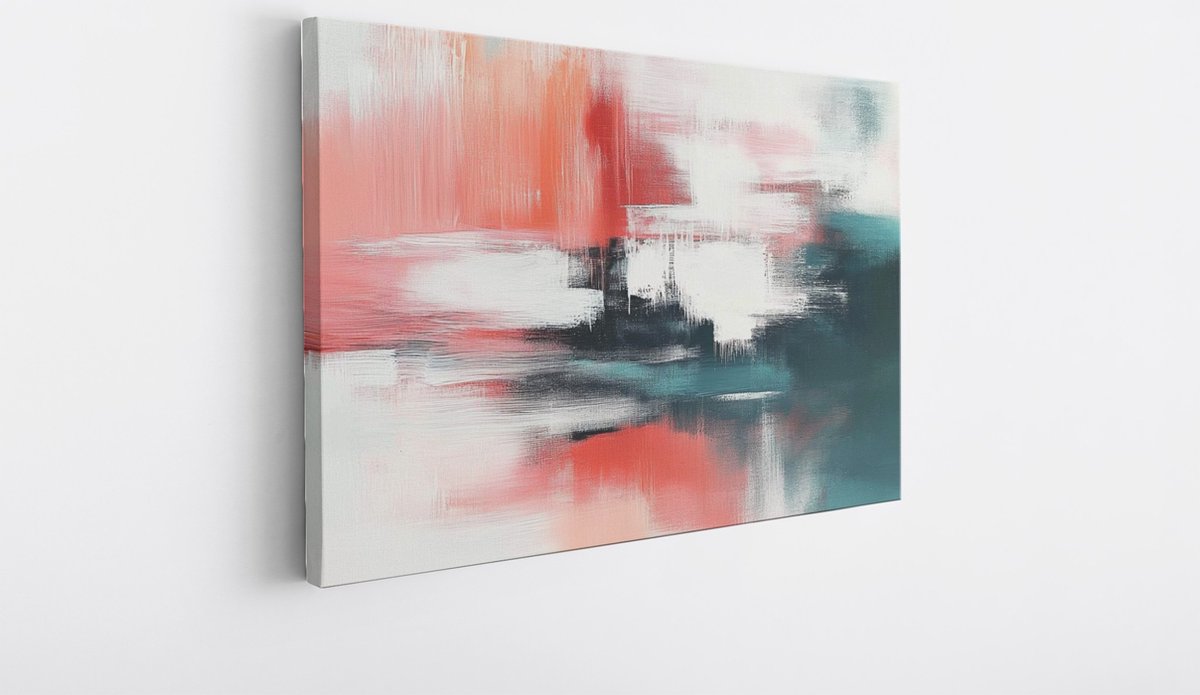 Saammp Canvas Schilderij - Gekleurde penseelstroken - Abstract - 40x30 - Foto op canvas - Wanddecoratie - Muurdecoratie Woonkamer - Kantoor Decoratie Multicolor