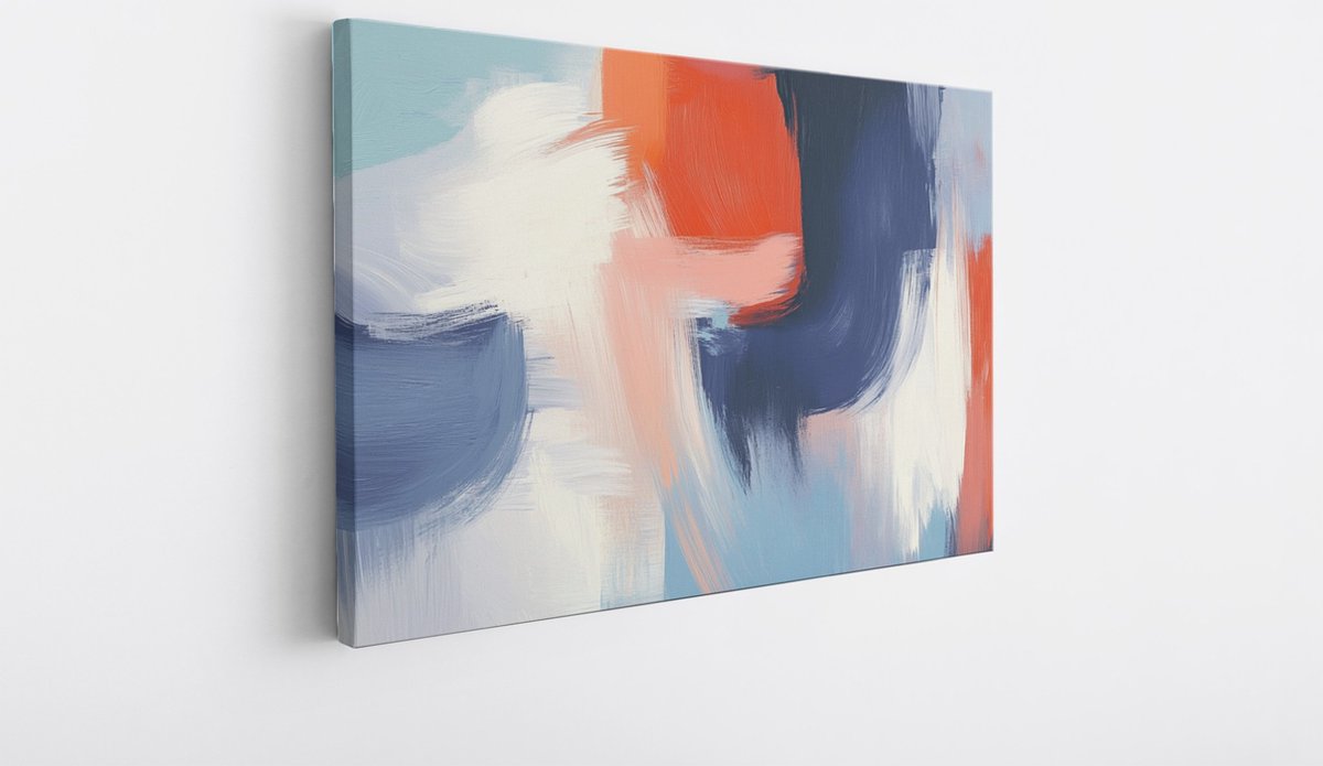 Saammp Canvas Schilderij - Kleurrijke penseelstroken - Abstract - 40x30 - Foto op canvas - Wanddecoratie - Muurdecoratie Woonkamer - Kantoor Decoratie Multicolor