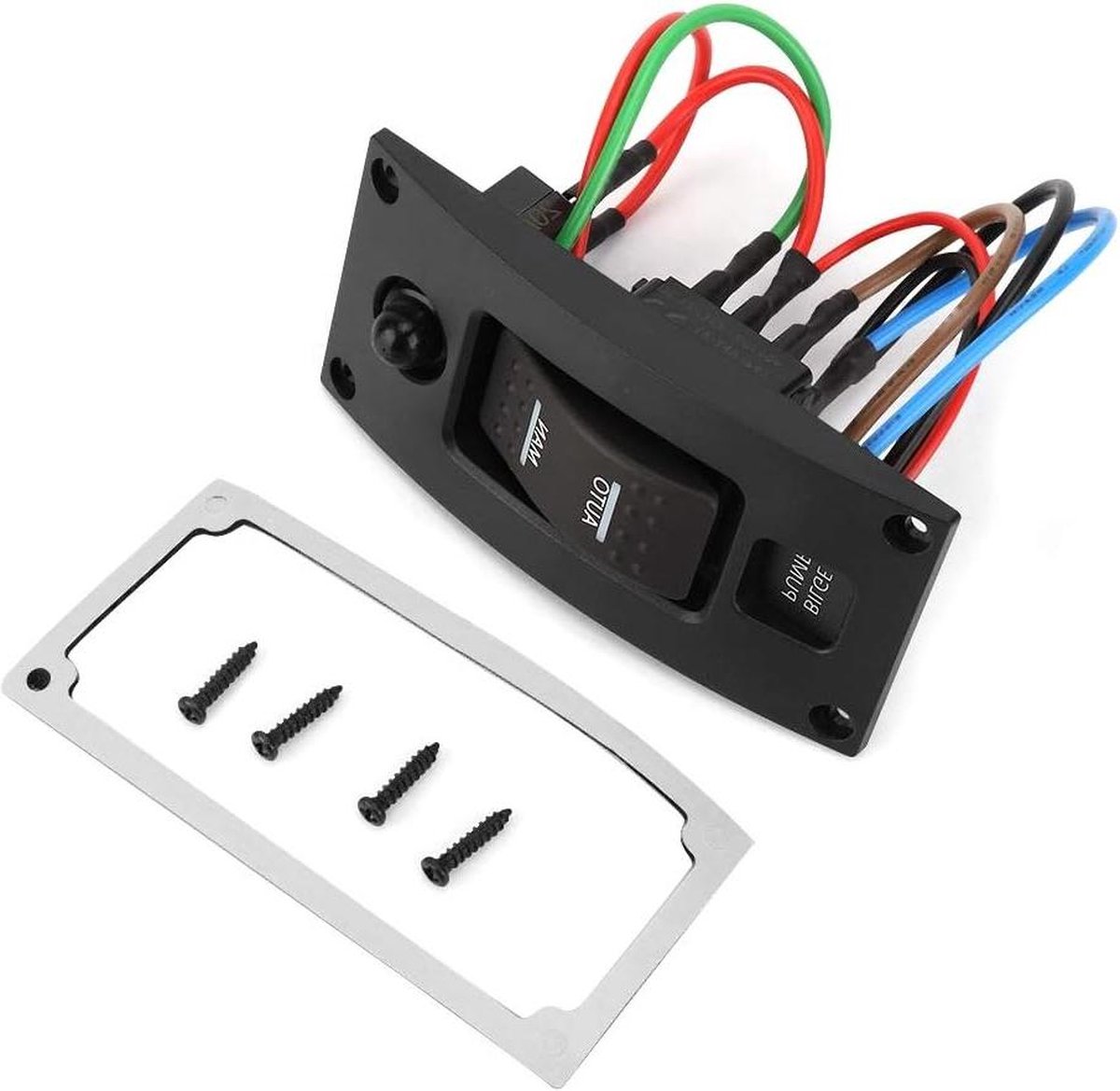 Gebogen kunststof schakelpaneel voor boten - Aan-uit-op luxe led-tuimelschakelaar lenspomp schakelpaneel met stroomonderbreker.