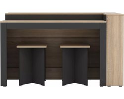 Vente-unique Set keukeneiland + 2 krukken - Zwart en licht naturel - NUSICE L 138.7 cm x H 82 cm x D 79.2 cm